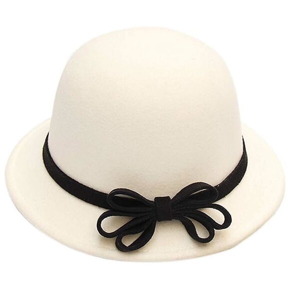 Women's Cloche Hat 1920s Winter Bucket Hat Vintage , C-white2